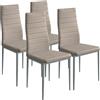BAKAJI Set 4 Sedie Moderne sala Pranzo Salotto Cucina Seduta Imbottita Ecopelle Tortora