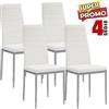 BAKAJI Set 4 Sedie Moderne sala Pranzo Salotto Cucina Seduta Imbottita Ecopelle Bianco