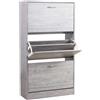 BAKAJI Scarpiera 3 Ante Ripiani Porta Scarpe Doppia Profondita Legno 63x24x115 Grigio