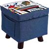 STAKMANN Pouf Contenitore in Tessuto Multiuso Poggiapiedi Sgabello e Baule Colore Blu