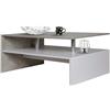 BAKAJI Tavolino Divano Salotto Rettangolare Design Moderno Legno MDF 2 Ripiani Bianco