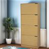BAKAJI Scarpiera 4 Ante Ripiani Porta Scarpe Doppia Profondita Legno MDF 63x24x150 Oak