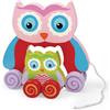 BAKAJI Gioco Gufetto Legno Trainabile Gufo Giocattolo per Bambini da Tirare 18cm Rosa