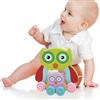 BAKAJI Gioco Gufetto Legno Trainabile Gufo Giocattolo per Bambini da Tirare 18cm Verde