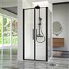 Parama Box doccia 90x90cm con apertura saloon e parete fissa, profili nero opaco e vetro da 6mm trasparente h195 | Elba