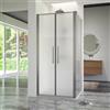 Parama Box doccia 90x90cm con apertura saloon e parete fissa, profili cromati e vetro da 6mm opaco h195 | Elba