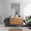 Parama Mobile bagno sospeso 60cm due cassetti apertura push&pull rovere gransasso con lavabo | Galdor