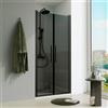 Parama Porta doccia 100cm apertura saloon con profili nero opaco e vetro da 6mm fumè h195 | Elba