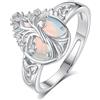 EUDORA Harmony Ball Anello con Albero della Vita in Pietra di Luna Argento Sterling 925 per Donne e Uomini, Banda Aperta Regolabile con Cristallo a Goccia, Gioiello Amuleto Regalo per la Mamma