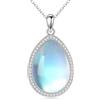 POPLYKE Collana da donna in argento sterling 925 con lapislazzuli/labradorite/pietra di luna/larimar/quarzo rosa/tormalina nera/peridoto/giada a forma di goccia, Medio, Argento sterling, Nessuna