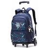Amythe Zaino Trolley 2 in 1 per Bambino Scuola Elementare, 6 Ruote, Blu | Zaino Elementari Bambino con Pettorina, Zaini Ragazzi con Carrello, Maniglia Telescopica, per Viaggio e Ritorno a Scuola
