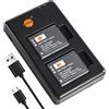 DSTE 2PCS VW-VBX090 Batteria & Caricatore Compatibili con Panasonic HX-WA03, HX-WA2, HX-WA20, HX-WA301