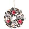 COM-FOUR® Ghirlanda per porta di Natale - Corona dell'Avvento con fiocchi rosa e fiori rosa - Ghirlanda decorativa - Decorazione natalizia - Ghirlanda da tavola - Ghirlanda di Natale