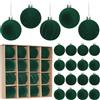 Miaikoe Set di 16 palline di Natale in velluto, pre-legate, in plastica infrangibile, floccate, decorazioni natalizie, festival, feste (verde, 6 cm)