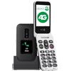 DORO - Telefono Doro Leva E30 - Cellulare Per Anziani - Ampio Schermo 2,8, Display Esterno, Tasti Alto Contrasto, Audio Forte e Chiaro, HD Voice - Tasto Doro Secure - Base di Ricarica - Nero/Bianco