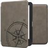 kwmobile Custodia eReader Compatibile con Kobo Clara BW/Colour Cover - eBook Reader Flip Case - Cover eReader Magnetica Pelle PU Bussola vintage