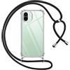Pnakqil Cover per Xiaomi Redmi A1/Redmi A2 con Cordino, Trasparente Custodia con Laccio Tracolla Cellulare Girocollo Collana Protettiva per Xiaomi Redmi A1 6.52, Nero