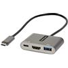 StarTech.com Adattatore multiporta USB C, Convertitore USB-C a HDMI 4K, 100W PD Pass-Through, Hub USB 3.0 Alimentato 5Gbps (1xType-C/1xA), Mini Dock USB tipo C da Viaggio, DP Alt Mode (CDP2HDUACP2)