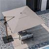 DEGHI Ombrellone da giardino 3x4 m palo laterale effetto legno e telo tortora - Roca