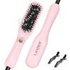 LANDOT Mini spazzola lisciante per capelli: piastra lisciante e spazzola per capelli 2 in 1 per una facile e veloce lisciatura - piccola spazzola lisciante ideale per capelli corti e medi