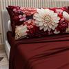 PETTI Artigiani Italiani - Lenzuola in Cotone con Federe in Stampa Digitale, Una Piazza e Mezza Francese, Completo Lenzuolo Sopra e Sotto con Angoli, Floreale 05 24 Bordeaux, 100% Made in Italy