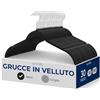 SereneLife Grucce Appendiabiti 30 Pezzi, Stampelle Armadio in Velluto Antiscivolo per Abiti, Maglioni e Vestiti da Bambini, Appendiabiti Neri Salvaspazio