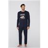 Tezenis Pigiama Lungo Cotone Stampa "morning People" Uomo Blu