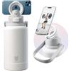 Magcheer Borraccia Magnetica 2 Litri Borraccia porta Telefono Palestra Compatibile MagSafe in Acciaio Inox Bottiglia Termica con Treppiede ad Angoli Regolabili per Registrazione Video(Bianco)