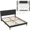 UISEBRT Letto imbottito 160 x 200 cm - Telaio letto con bottoni, struttura per letto a piattaforma con testiera imbottita in velluto, supporto doghe in legno, letto matrimoniale per adulti, design