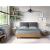 EVERGREENWEB MATERASSI & BEDS EVERGREENWEB - Letto Matrimoniale Francese 140x195cm contenitore - Struttura in legno color Tortora, Testata Imbottita con cuscini estraibili colore Grigio - Rete a doghe - Made in Italy - Letto York
