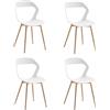 DEYARNA HOME Set di 4 Sedie da Pranzo in Plastica con Gambe in Metallo, Sedie Laterali Senza Braccioli per Sala da Pranzo, Cucina, Sala di Ricevimento, Soggiorno (Bianco/Gambe in Tronco)