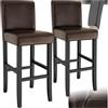 TecTake® Set di 2 sgabelli da Bar con Gambe in Legno Massiccio, Seduta Confortevole, Altezza Regolabile 107 cm, Sedia da Pranzo Design Ergonomico, Ideale per Sala da Pranzo e Cucina - Marrone