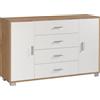 Bonussi Madia 2 Ante 4 Cassetti 136x86x41 cm Noce Stelvio/Bianco Fiammato