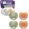 AVENT Philips Avent Ultra Soft Ciuccio - Design ortodontico, per neonati 0-18 mesi, scudo flessibile, tettarella simmetrica extra rigida in morbido silicone, senza BPA, confezione da 4, SCF093/07