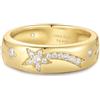ANIA HAIE Chunky - Anello da donna in argento Sterling placcato oro 14 carati, con incisione a forma di stella e luna, con zirconi cubici, misura 58, con scatola di