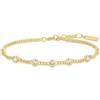 ANIA HAIE Bracciale da donna Melodic Poet Multi Station Round Stone, in argento sterling placcato oro 14 carati, con 7 zirconi rotondi, lunghezza 16,5 cm + 2 cm di estensione, confezione regalo