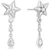 ANIA HAIE Orecchini da donna Melodic Poet Sparkling Star Drop, in argento Sterling, a forma di stella e pendente a goccia, con zirconi, lunghezza 26 mm, confezione regalo inclusa