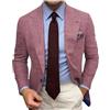 Generic Giacca da uomo in tweed da uomo, giacca scozzese a contrasto, stile vintage, giacca sportiva britannica, blazer da sposa patchwork, con 2 bottoni, cappotto formale anni '20, Viola, XXX-Large