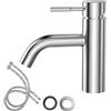 FALSKT Rubinetto Bagno Lavabo Acciaio Inossidabile 304, Miscelatore con Tubo Flessibile, Rubinetto Vasca da Bagno, Miscelatore Bagn per Lavandino in WC per Gli Ospiti (Argento)