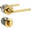 SORWDUERM Maniglia per porta Pvd Gold Set maniglia, acciaio inox opaco, maniglia per porta d'ingresso e porta interna, forma a L, rosetta rotonda, WC