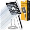 Magichome Soffione doccia con tubo, doccetta ad alta pressione, grande con 6 tipi di getto, 1,5 m, tubo doccia con soffione doccia a pioggia