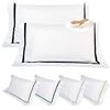 EVERGREENWEB MATERASSI & BEDS EVERGREENWEB - Cuscini Letto Coppia 100% Memory Foam alti 18 cm con Elegante Set di 4 Fodere GRATIS in Morbido Cotone Bianco + Balza e Riga Nera, 2 Guanciali per dolori CERVICALI in Schiuma Ergonomica