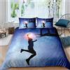 Loussiesd Set di biancheria da letto da basket per ragazzi ragazzi ragazzi ragazzi e bambini galassia biancheria da letto & lino sport tema copripiumino regalo per giocatore di basket copriletto copertura blu
