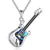 YFN Collana Chitarra Argento Sterling Ciondolo Musica Punk a catena Gioielli di Banca Cubic Zirconia Regalo per Donna Uomo