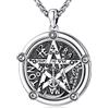 Eusense Tetragrammaton Ciondolo d'Argento 925 Collana Pentacolo Guscio di Abalone Talismano di Protezione Amuleto Wicca Streghe Gioielli per Uomini Donne