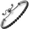 Apocalyptic-K Bracciale Zirconia per le donne, bracciale tennis scintilla Zirconia regolabile Bracciale signore regalo per i giorni di festa (4MM, Zircone nero-Oro nero)