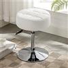 LUE BONA Sgabello da Toeletta Girevole a 360°, Regolabile in Altezza, Sgabello da Trucco in Pelle PU con Design Trapuntato, Bianco