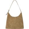 Springfield Fake Suede Beige Bag with Metal Trims, Borsa in pelle scamosciata da donna, marrone, taglia unica