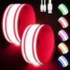 Samlior LED Bracciale Riflettente 2 Pezzi, Fascia Braccio Running Riflettente, 5 Colori 3 modalità Illuminazione Braccialetto Ricaricabile per Correre Andare in Bicicletta Fare di Notte (Blu, M)