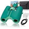 BRESSER Binocolo per bambini 6 x 21 con robusto corpo in gomma e messa a fuoco centrale, con custodia da cintura e maniglia, verde (8810630B4K000)